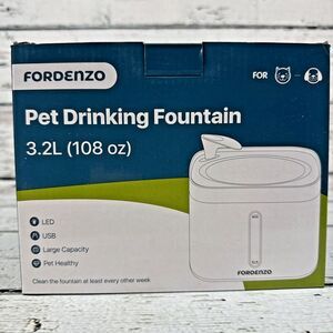 Fordenzo Pet Drinking Fountain‎ 3.2L (108 oz) LED USB Large Capacity 🆕 NEW